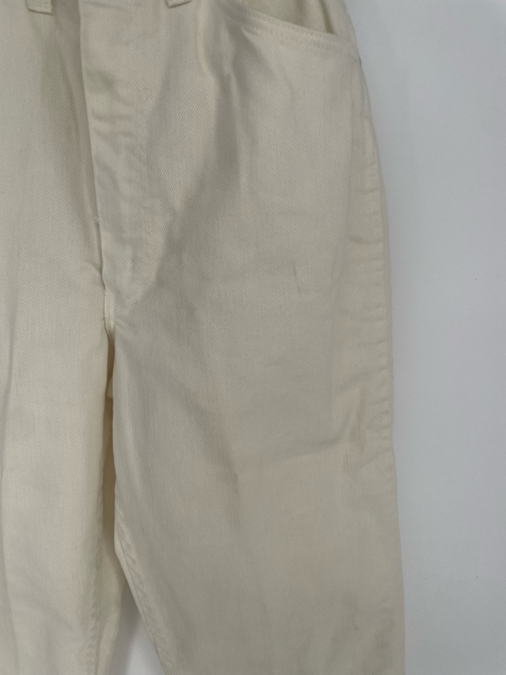 Vintage Wrangler Jeans Sanforized White Denim High Waisted Cut W Stitched Pocket - Picture 5 of 16